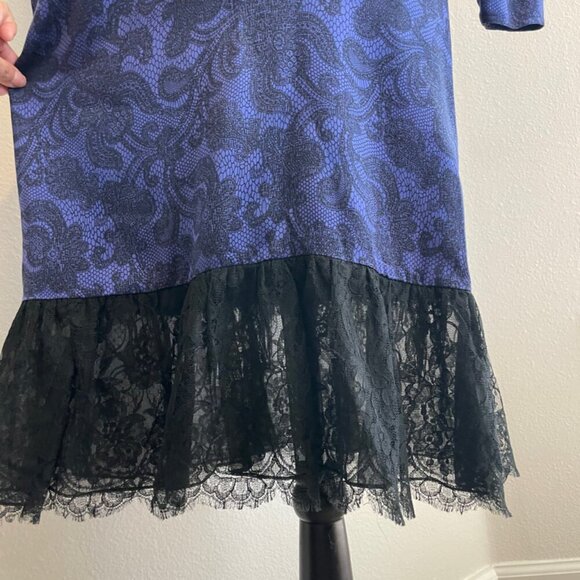 HANAE MORI DRESS SILK VTG 80’s Sz 6 PURPLE BLACK WHIMSIGOTH SOPHISTICATED - Picture 9 of 16